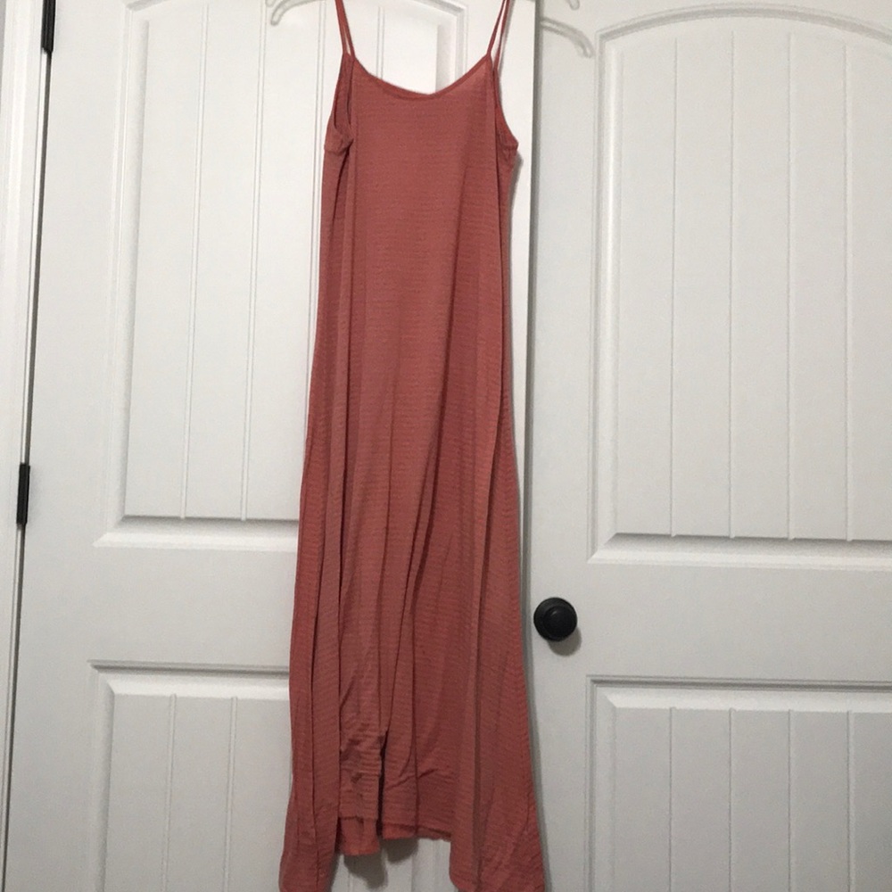 Coral/Gray striped maxi dress